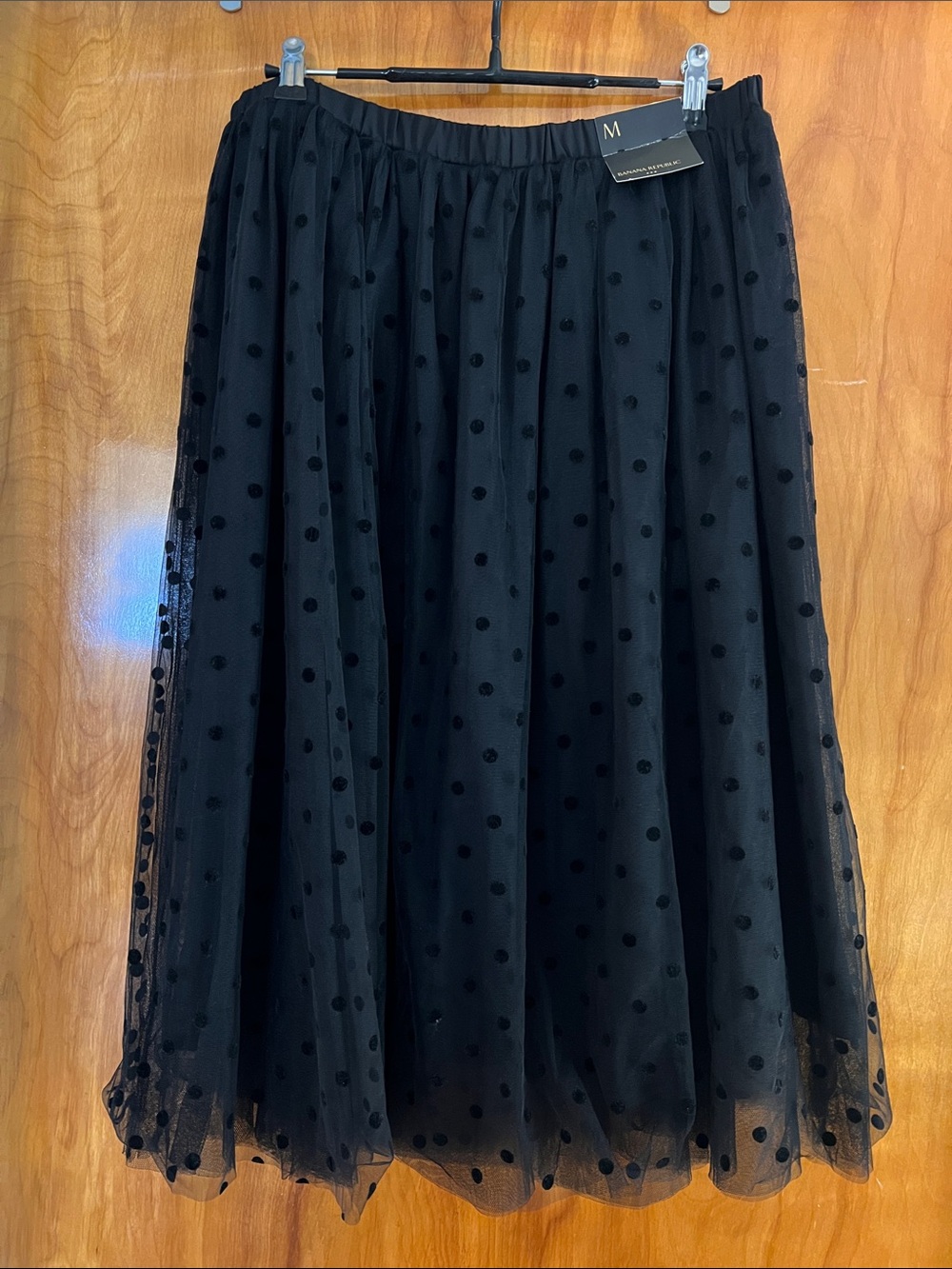 Banana Republic Black Polka Dot Tulle Midi Skirt - Picture 2 of 3